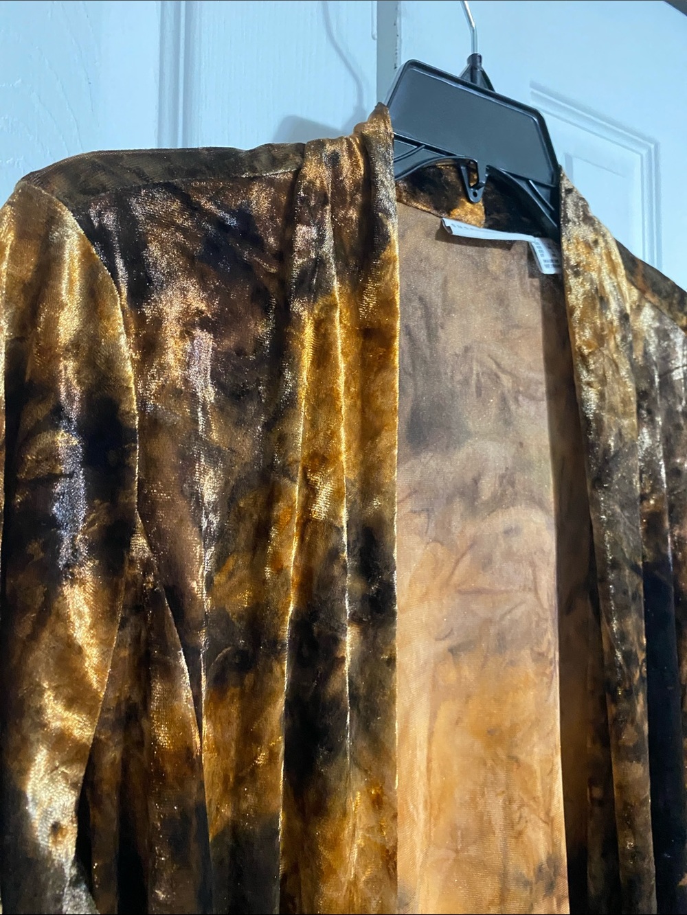 Susan Graver brown crushed velvet open cardigan jacket size LARGE - Picture 3 of 11